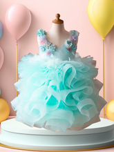 Isla Aqua Ruffle Girls Pageant Dress – Brydealo Couture